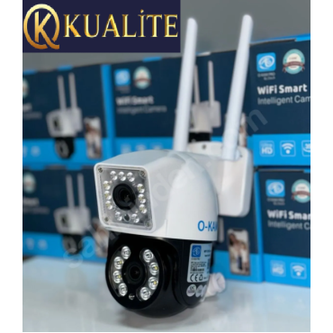 O-kam 3011 Çift Kamera PTZ Hareket Takipli Gece Görüşlü Alarmlı Bildirimli Su Geçirmez Onvif WiFi IP Dual lens Kamera